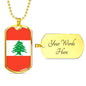 Lebanon Flag Necklace Lebanon Flag Stainless Steel or 18k Gold Dog Tag 24" - Express Your Love Gifts