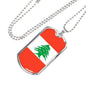 Lebanon Flag Necklace Lebanon Flag Stainless Steel or 18k Gold Dog Tag 24" - Express Your Love Gifts