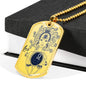 Leo Constellation Horoscope Zodiac Dog Tag Stainless Steel or 18k Gold 24" Chain - Express Your Love Gifts