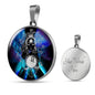 Leo Purple Galaxy Zodiac Necklace Stainless Steel or 18k Gold Circle Pendant - Express Your Love Gifts
