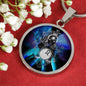 Leo Purple Galaxy Zodiac Necklace Stainless Steel or 18k Gold Circle Pendant - Express Your Love Gifts