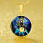 Leo Purple Galaxy Zodiac Necklace Stainless Steel or 18k Gold Circle Pendant - Express Your Love Gifts