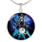Leo Purple Galaxy Zodiac Necklace Stainless Steel or 18k Gold Circle Pendant - Express Your Love Gifts