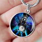 Leo Purple Galaxy Zodiac Necklace Stainless Steel or 18k Gold Circle Pendant - Express Your Love Gifts
