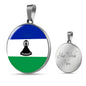 Lesotho Flag Necklace Lesotho Flag Necklace Latvia Flag Necklace Stainless Steel or 18k Gold 18-22" - Express Your Love Gifts