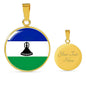 Lesotho Flag Necklace Lesotho Flag Necklace Latvia Flag Necklace Stainless Steel or 18k Gold 18-22" - Express Your Love Gifts