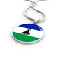 Lesotho Flag Necklace Lesotho Flag Necklace Latvia Flag Necklace Stainless Steel or 18k Gold 18-22" - Express Your Love Gifts
