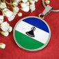 Lesotho Flag Necklace Lesotho Flag Necklace Latvia Flag Necklace Stainless Steel or 18k Gold 18-22" - Express Your Love Gifts