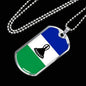 Lesotho Flag Necklace Lesotho Flag Stainless Steel or 18k Gold Dog Tag 24" - Express Your Love Gifts