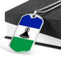 Lesotho Flag Necklace Lesotho Flag Stainless Steel or 18k Gold Dog Tag 24" - Express Your Love Gifts