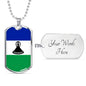 Lesotho Flag Necklace Lesotho Flag Stainless Steel or 18k Gold Dog Tag 24" - Express Your Love Gifts