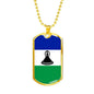Lesotho Flag Necklace Lesotho Flag Stainless Steel or 18k Gold Dog Tag 24" - Express Your Love Gifts