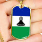 Lesotho Flag Necklace Lesotho Flag Stainless Steel or 18k Gold Dog Tag 24" - Express Your Love Gifts