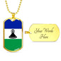 Lesotho Flag Necklace Lesotho Flag Stainless Steel or 18k Gold Dog Tag 24" - Express Your Love Gifts
