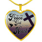 Let The Peace Of God Rule In Your Heart Colossians 3:15 Stainless Steel or 18k Gold Heart Pendant 18-22"-Express Your Love Gifts