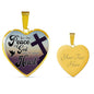 Let The Peace Of God Rule In Your Heart Colossians 3:15 Stainless Steel or 18k Gold Heart Pendant 18-22"-Express Your Love Gifts