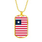 Liberia Flag Necklace Liberia Flag Stainless Steel or 18k Gold Dog Tag 24" - Express Your Love Gifts