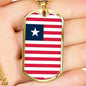Liberia Flag Necklace Liberia Flag Stainless Steel or 18k Gold Dog Tag 24" - Express Your Love Gifts