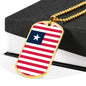 Liberia Flag Necklace Liberia Flag Stainless Steel or 18k Gold Dog Tag 24" - Express Your Love Gifts