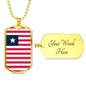 Liberia Flag Necklace Liberia Flag Stainless Steel or 18k Gold Dog Tag 24" - Express Your Love Gifts