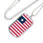 Liberia Flag Necklace Liberia Flag Stainless Steel or 18k Gold Dog Tag 24" - Express Your Love Gifts