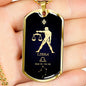 Libra Constellation Horoscope Zodiac Necklace 18k Gold Dog Tag 24" Chain-Express Your Love Gifts