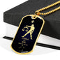 Libra Constellation Horoscope Zodiac Necklace 18k Gold Dog Tag 24" Chain-Express Your Love Gifts