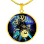 Libra Purple Galaxy Zodiac Necklace Stainless Steel or 18k Gold Circle Pendant - Express Your Love Gifts