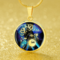Libra Purple Galaxy Zodiac Necklace Stainless Steel or 18k Gold Circle Pendant - Express Your Love Gifts