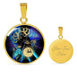 Libra Purple Galaxy Zodiac Necklace Stainless Steel or 18k Gold Circle Pendant - Express Your Love Gifts