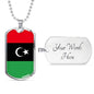 Libya Flag Necklace Libya Flag Stainless Steel or 18k Gold Dog Tag 24" - Express Your Love Gifts