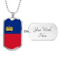 Liechtenstein Flag Necklace Liechtenstein Flag Stainless Steel or 18k Gold Dog Tag 24" - Express Your Love Gifts