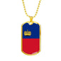 Liechtenstein Flag Necklace Liechtenstein Flag Stainless Steel or 18k Gold Dog Tag 24" - Express Your Love Gifts