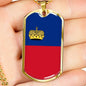 Liechtenstein Flag Necklace Liechtenstein Flag Stainless Steel or 18k Gold Dog Tag 24" - Express Your Love Gifts