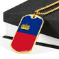 Liechtenstein Flag Necklace Liechtenstein Flag Stainless Steel or 18k Gold Dog Tag 24" - Express Your Love Gifts