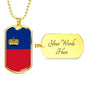 Liechtenstein Flag Necklace Liechtenstein Flag Stainless Steel or 18k Gold Dog Tag 24" - Express Your Love Gifts