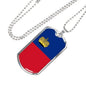 Liechtenstein Flag Necklace Liechtenstein Flag Stainless Steel or 18k Gold Dog Tag 24" - Express Your Love Gifts