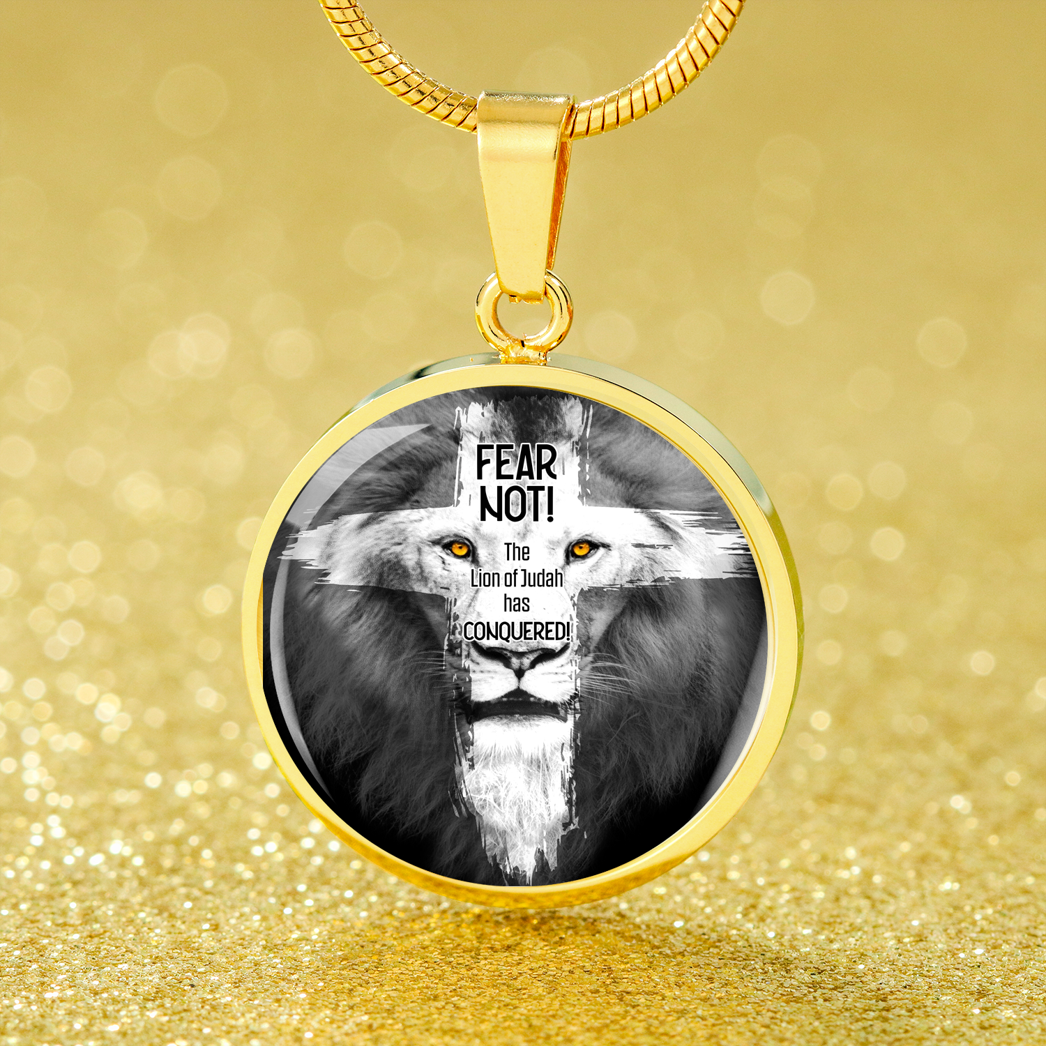 Lion Of Judah Revelation 5:5 Circle Necklace 18k Gold 18-22" - Express Your Love Gifts
