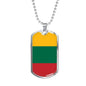 Lithuania Flag Necklace Lithuania Flag Stainless Steel or 18k Gold Dog Tag 24" - Express Your Love Gifts