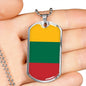 Lithuania Flag Necklace Lithuania Flag Stainless Steel or 18k Gold Dog Tag 24" - Express Your Love Gifts