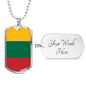 Lithuania Flag Necklace Lithuania Flag Stainless Steel or 18k Gold Dog Tag 24" - Express Your Love Gifts