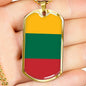 Lithuania Flag Necklace Lithuania Flag Stainless Steel or 18k Gold Dog Tag 24" - Express Your Love Gifts