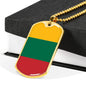 Lithuania Flag Necklace Lithuania Flag Stainless Steel or 18k Gold Dog Tag 24" - Express Your Love Gifts