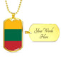 Lithuania Flag Necklace Lithuania Flag Stainless Steel or 18k Gold Dog Tag 24" - Express Your Love Gifts