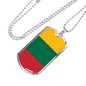 Lithuania Flag Necklace Lithuania Flag Stainless Steel or 18k Gold Dog Tag 24" - Express Your Love Gifts