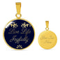 Live Life Joyfully Inspirational Circle Pendant Necklace Stainless Steel or 18k Gold 18-22" - Express Your Love Gifts