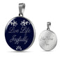 Live Life Joyfully Inspirational Circle Pendant Necklace Stainless Steel or 18k Gold 18-22" - Express Your Love Gifts