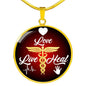 Live Love Heal Necklace Nurse Gift Circle Pendant Stainless Steel or 18k Gold 18-22" - Express Your Love Gifts