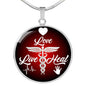 Live Love Heal Necklace Nurse Gift Circle Pendant Stainless Steel or 18k Gold 18-22" - Express Your Love Gifts