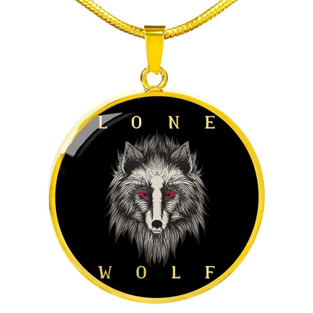 Lone Wolf Circle Necklace Stainless Steel or 18k Gold 18-22" - Express Your Love Gifts